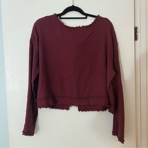 Free People Cropped Maroon Open-Back Top